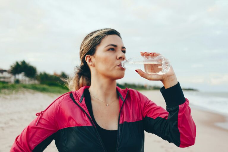 woman hydrating