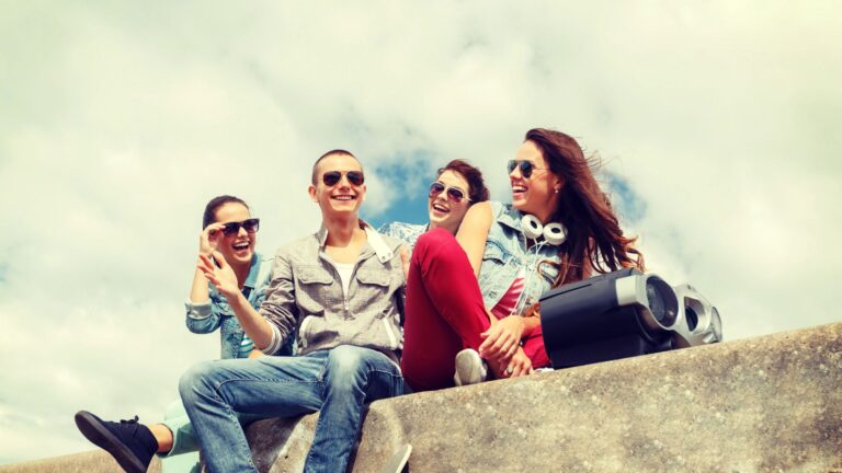 group of smiling teenagers