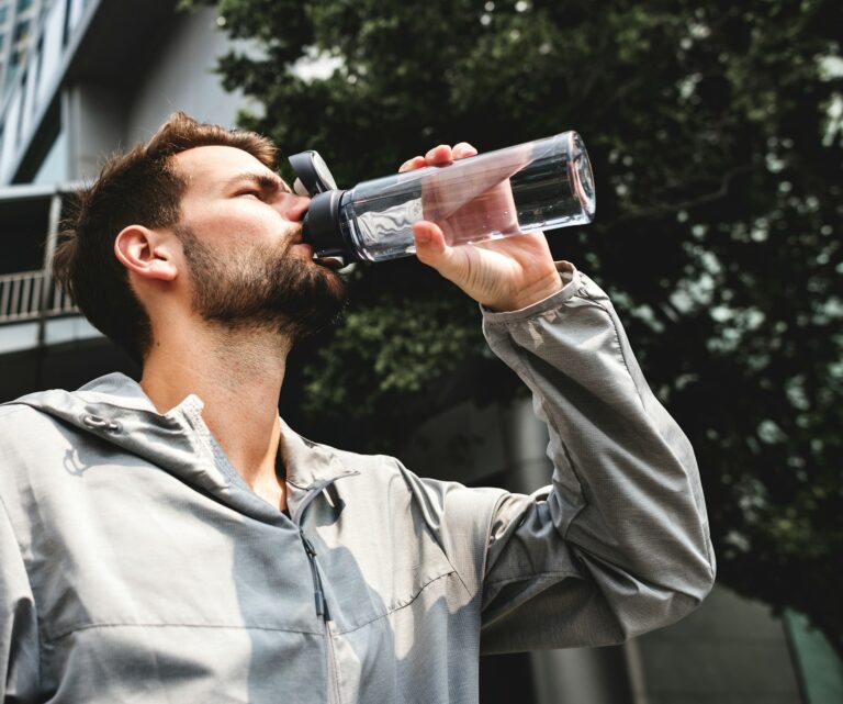 man hydrating
