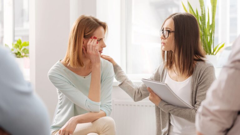 attentive woman encouraging