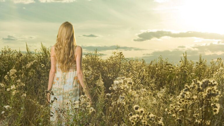 portrait of a girl in field