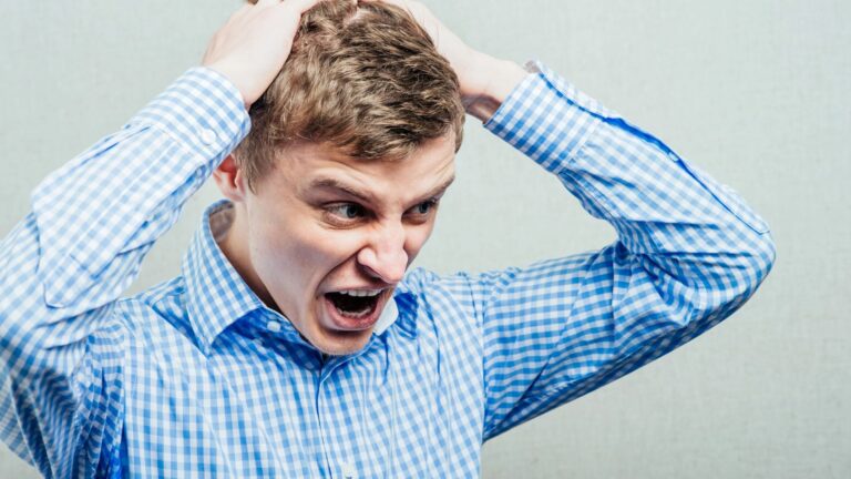agitated man yelling