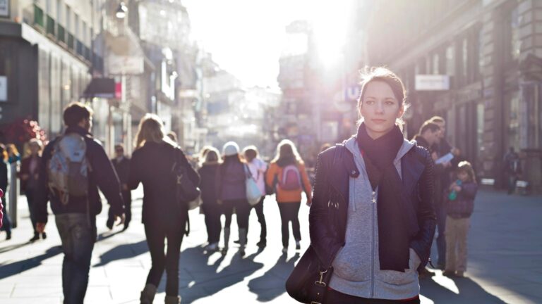 Urban girl at a city street