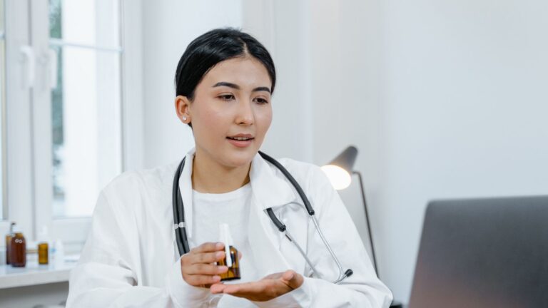 discussing medication with a patient